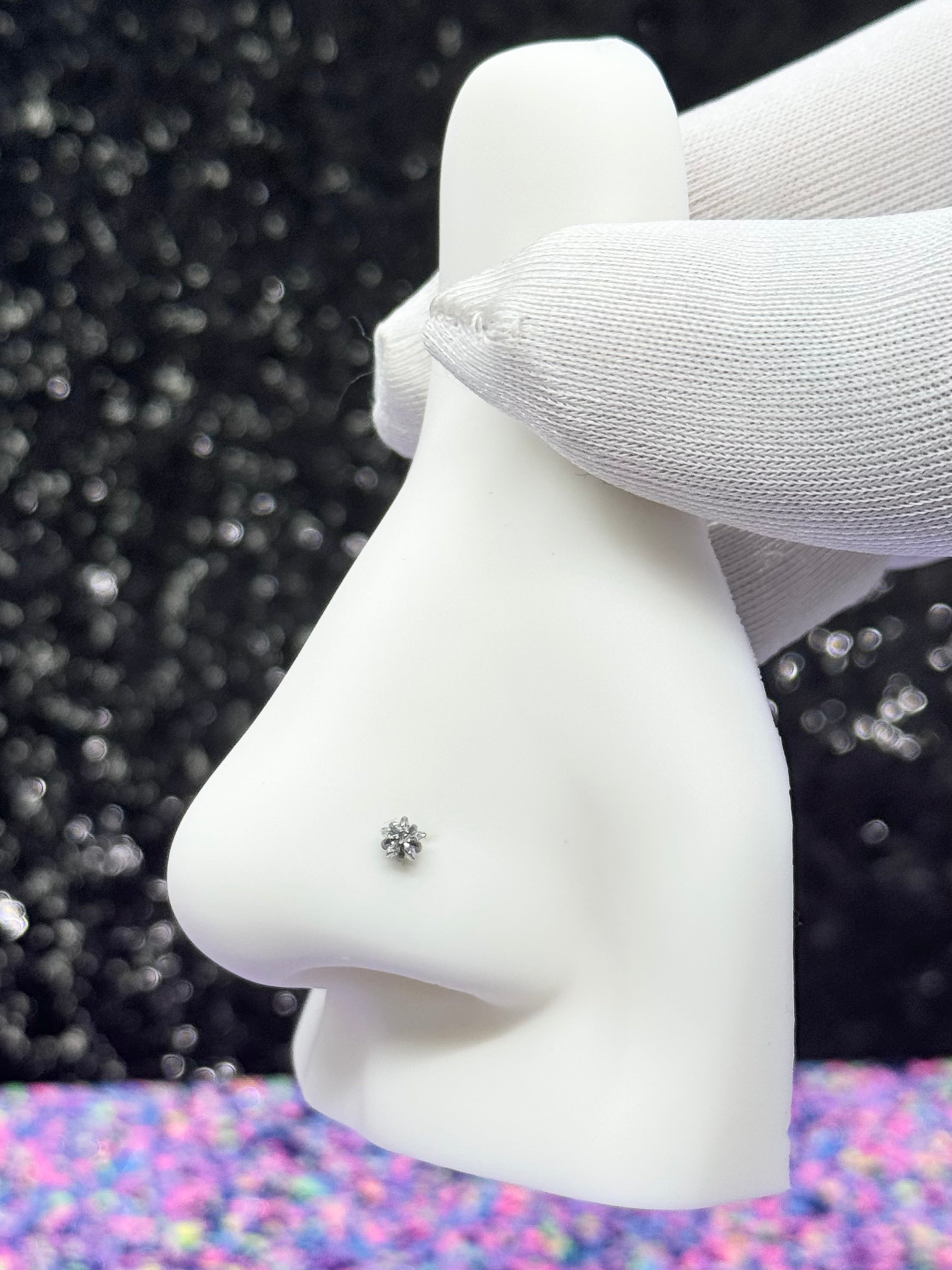 Tiny star nose ring titanium