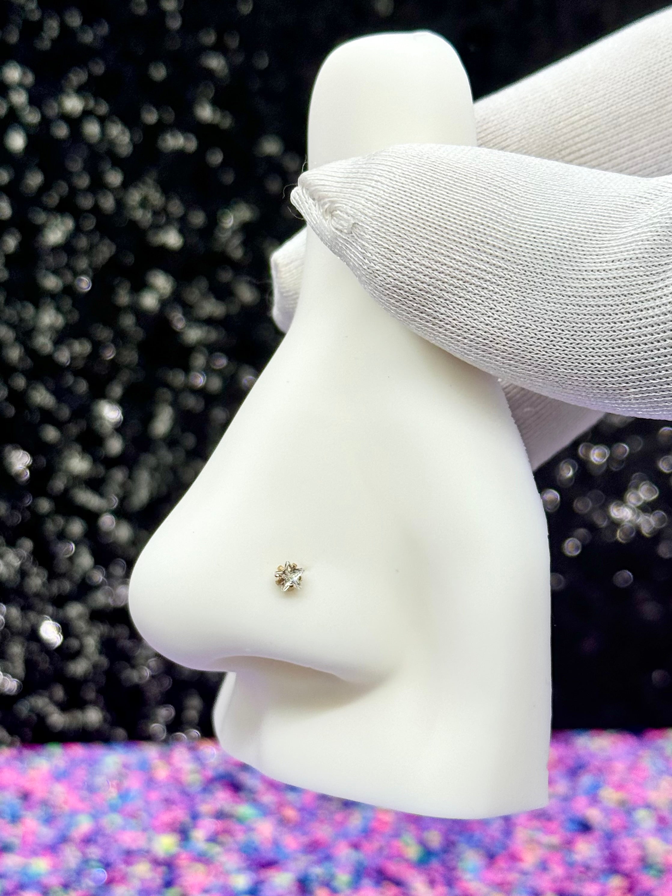 Tiny star nose ring titanium