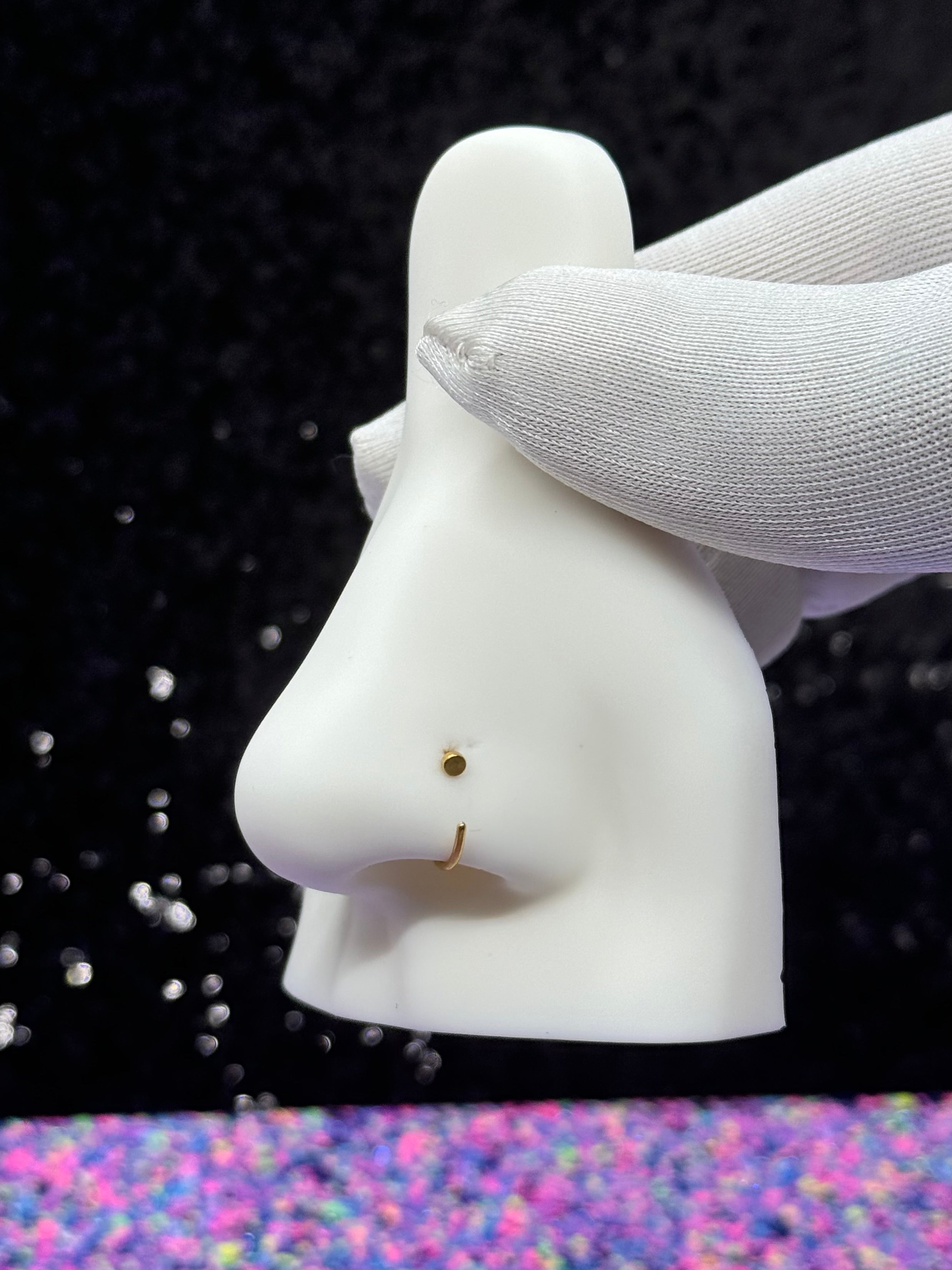 Hammer titanium nose ring hoop stud