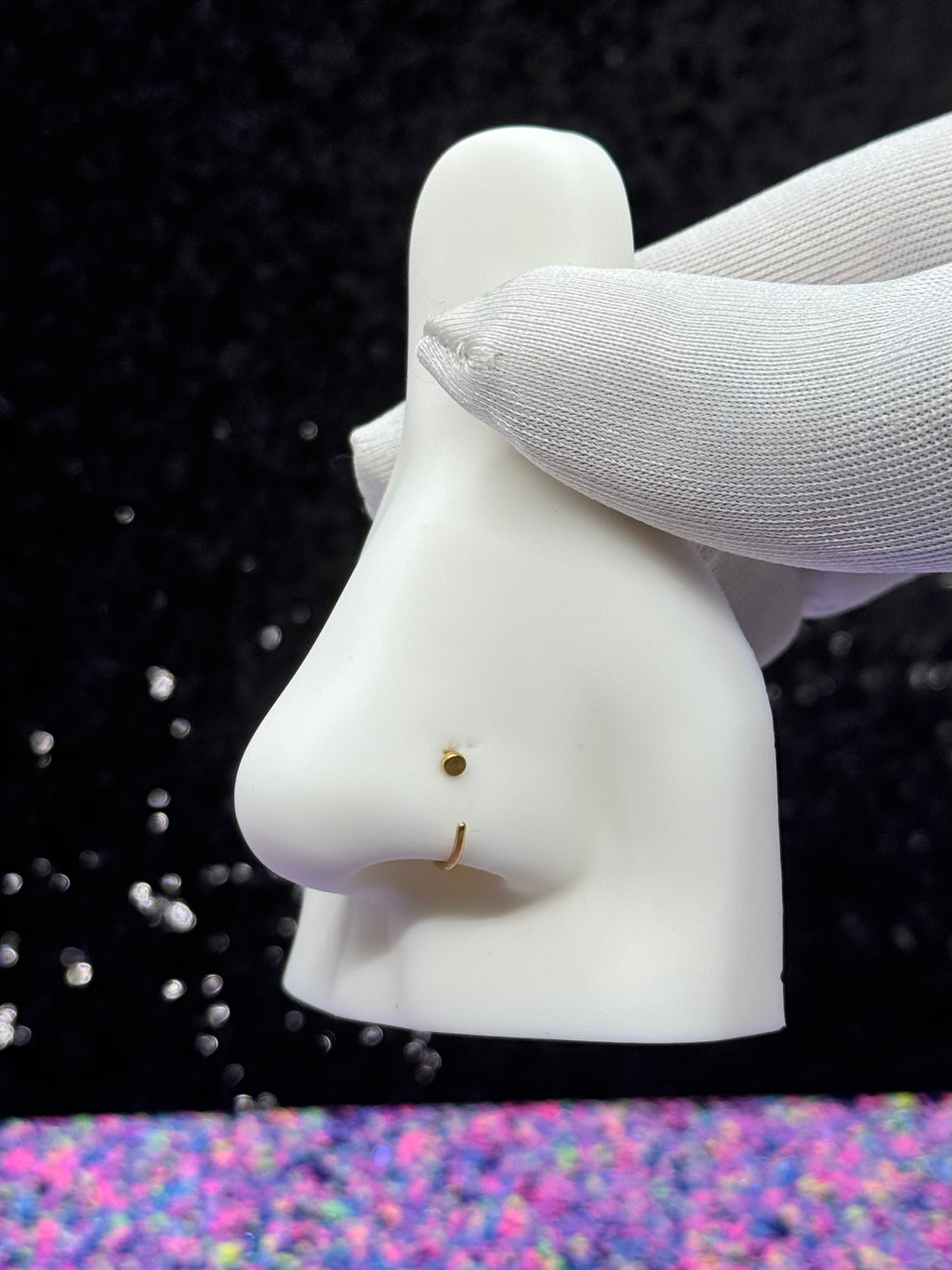 Hammer titanium nose ring hoop stud