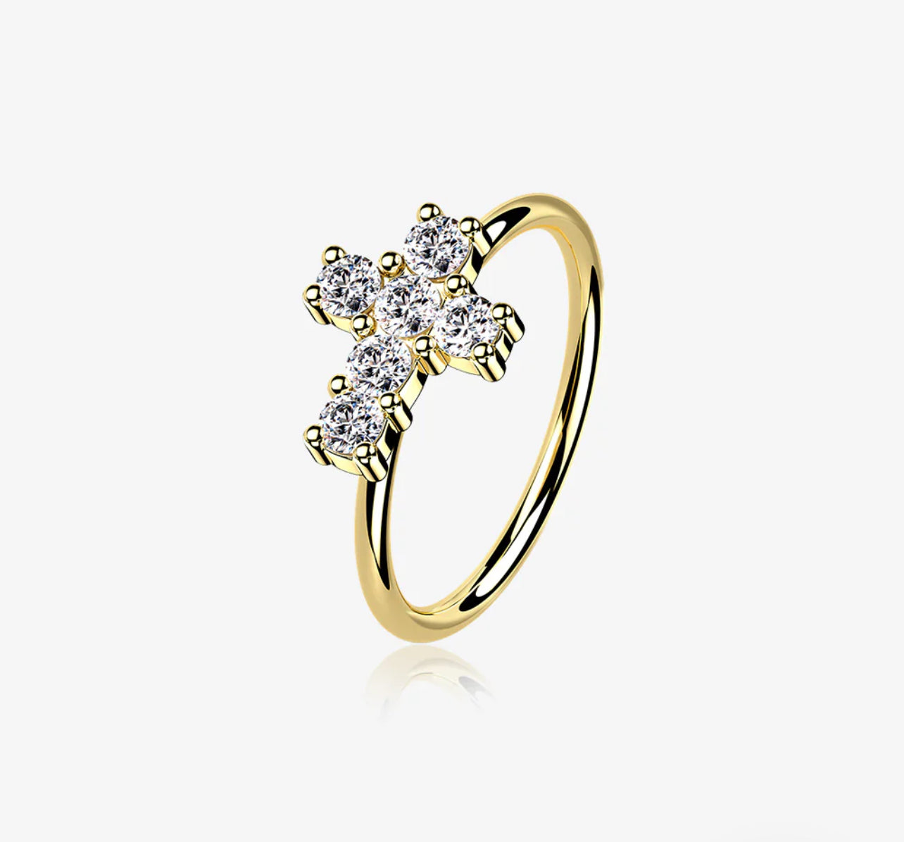 Gold Brilliant 14 Karat cross Bendable Hoop Ring