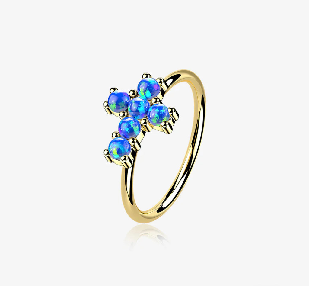 Gold Brilliant 14 Karat cross Bendable Hoop Ring