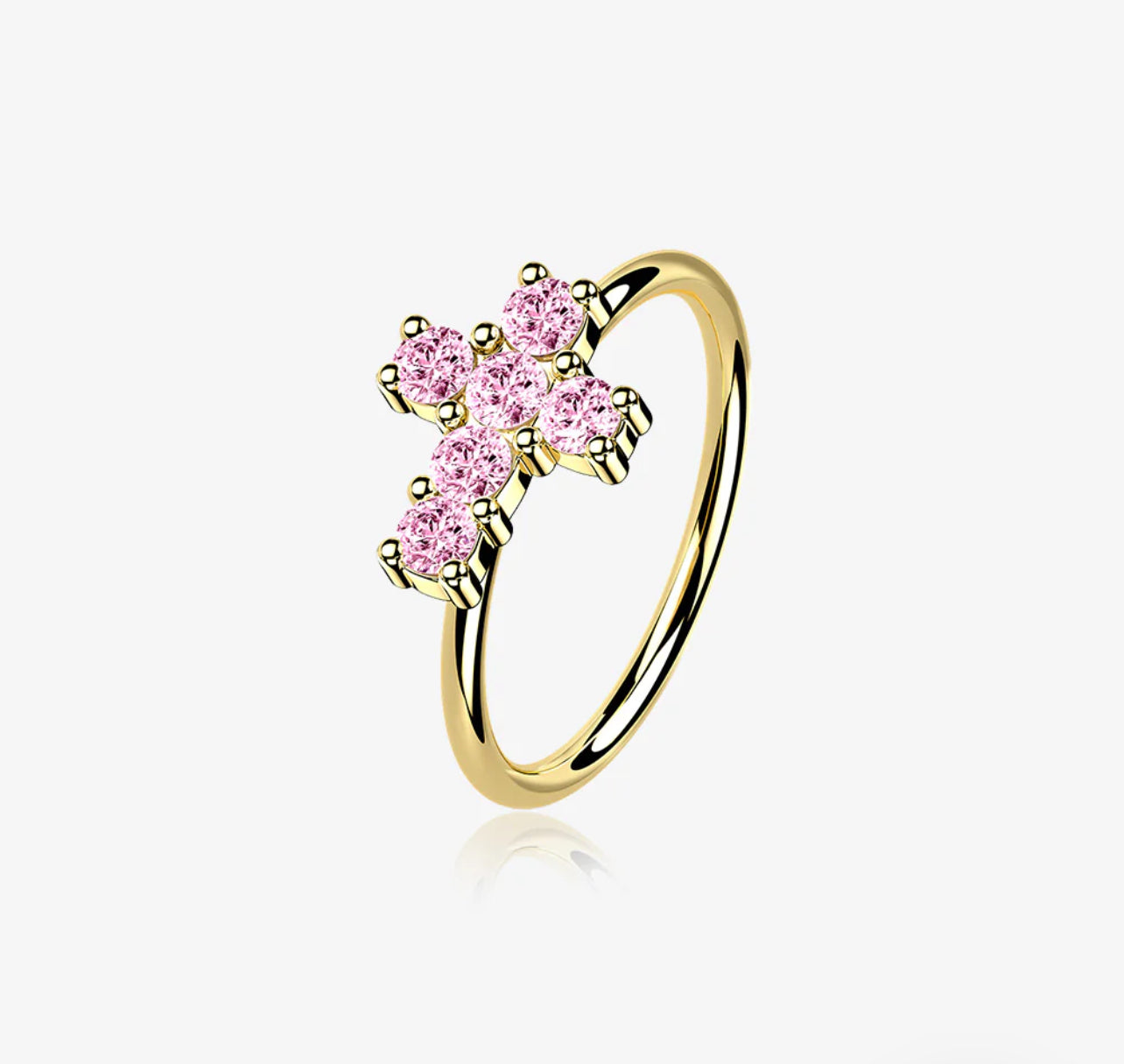 Gold Brilliant 14 Karat cross Bendable Hoop Ring