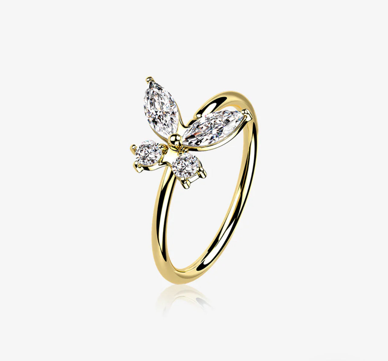 Gold Brilliant 14 Karat butterfly Bendable Hoop Ring