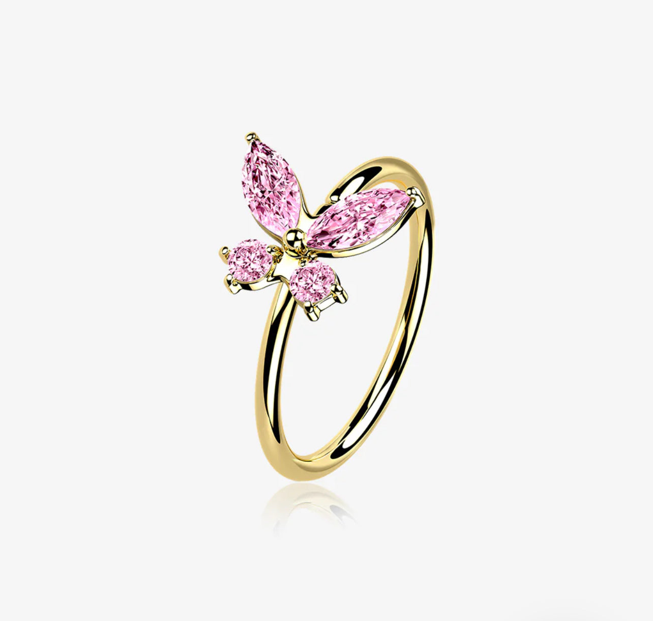 Gold Brilliant 14 Karat butterfly Bendable Hoop Ring