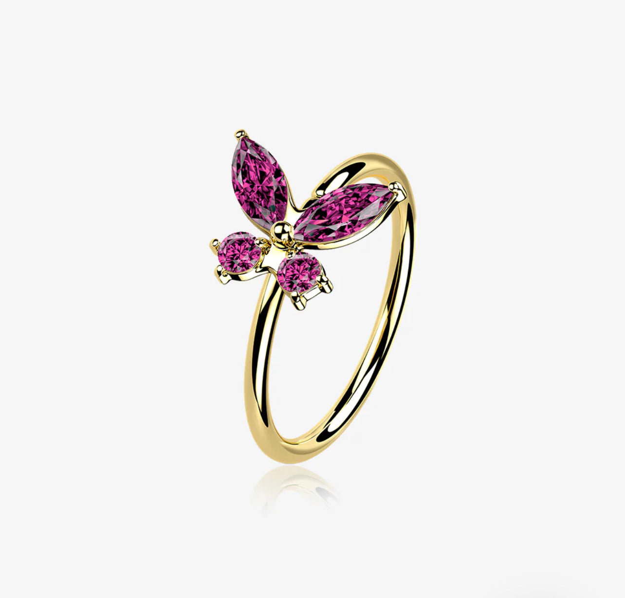 Gold Brilliant 14 Karat butterfly Bendable Hoop Ring