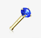Gold Prong 14 Karat Set Gem Top Nose Stud Ring
