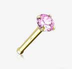 Gold Prong 14 Karat Set Gem Top Nose Stud Ring