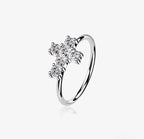 White Gold Brilliant 14 Karat cross Bendable Hoop Ring