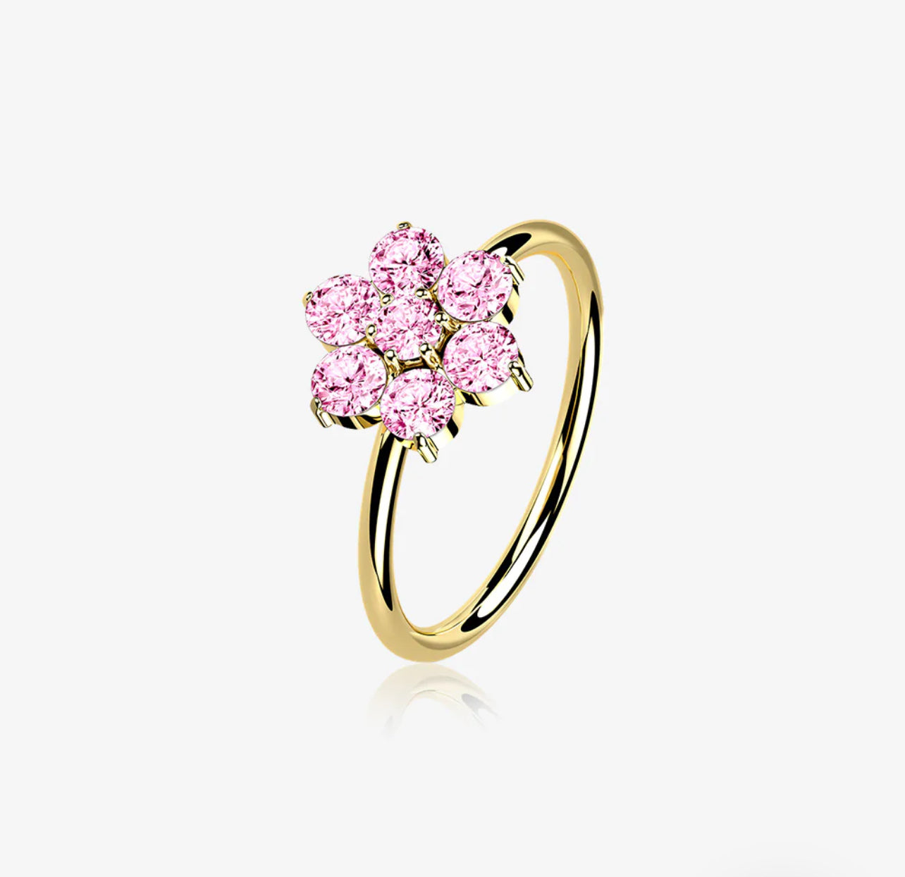 Gold Brilliant 14 Karat flower Bendable Hoop Ring