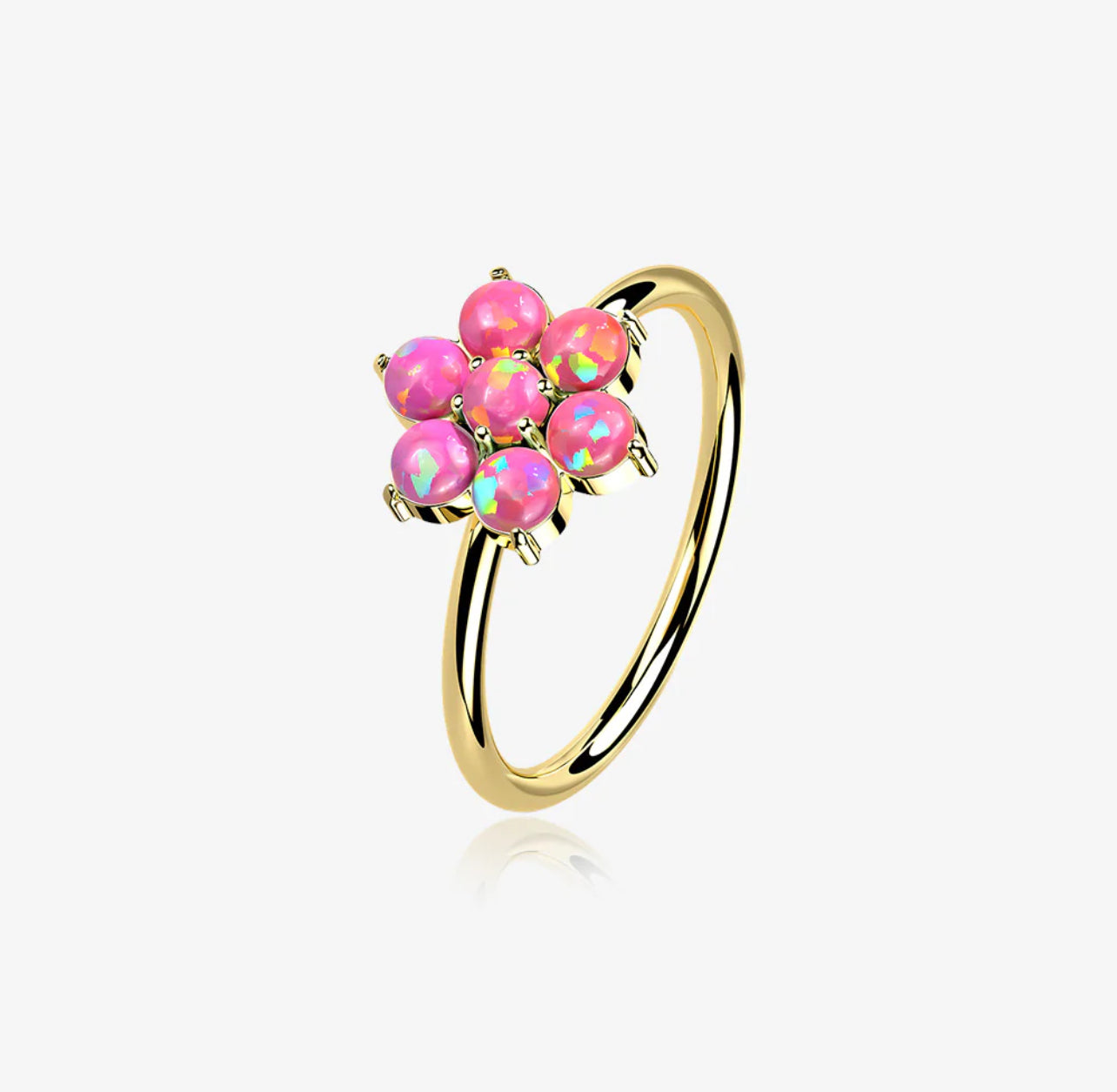 Gold Brilliant 14 Karat flower Bendable Hoop Ring