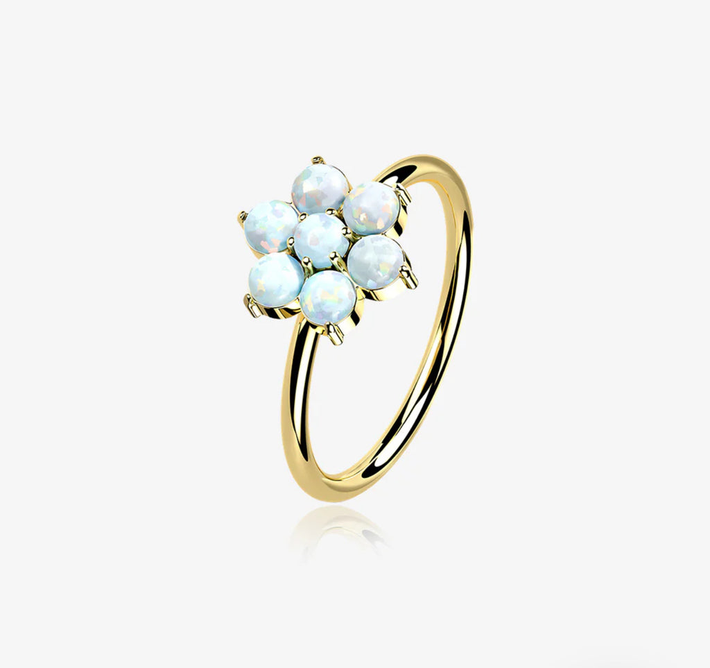 Gold Brilliant 14 Karat flower Bendable Hoop Ring