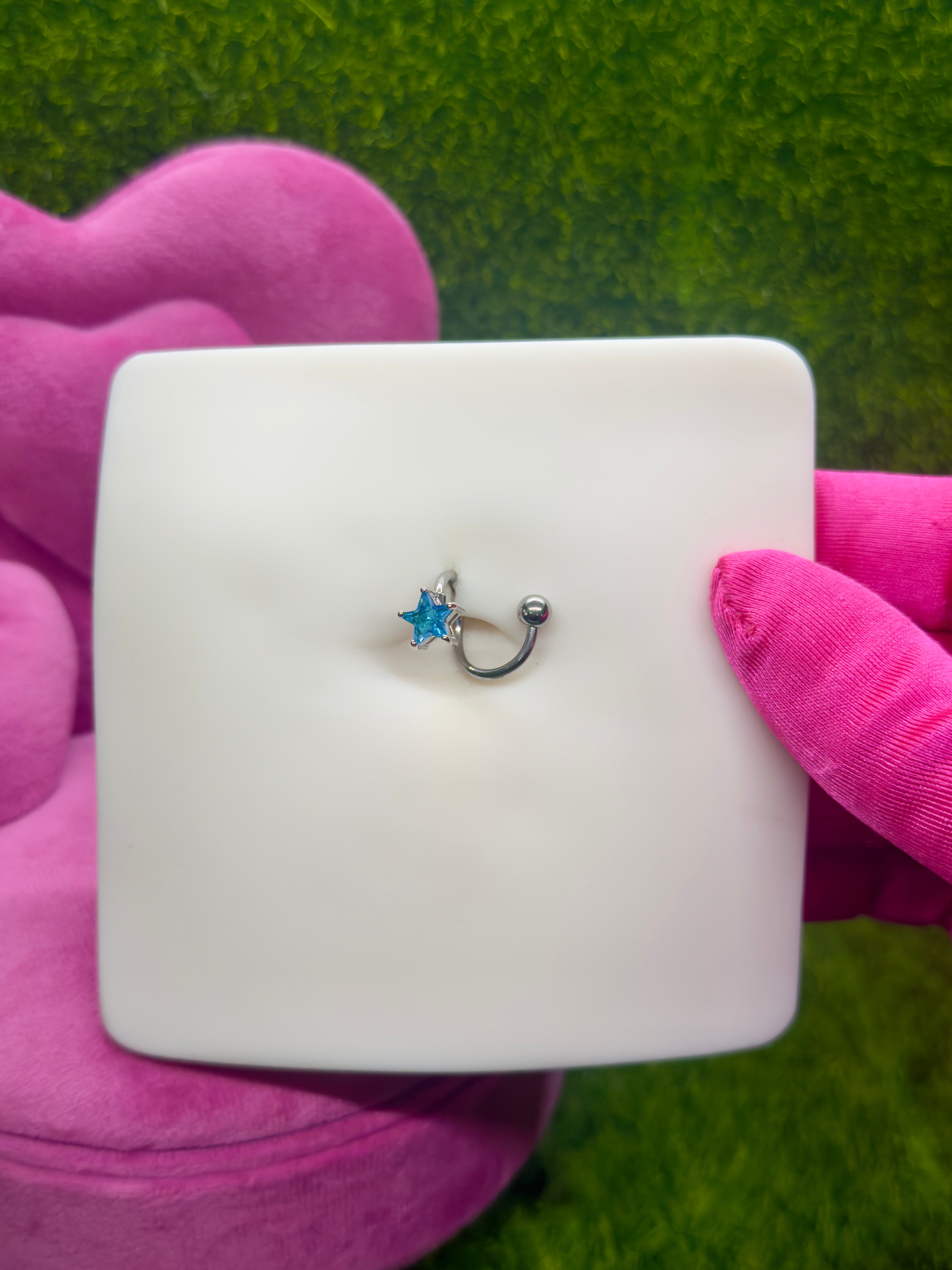 Blue star belly ring