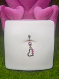 Gem heart belly ring