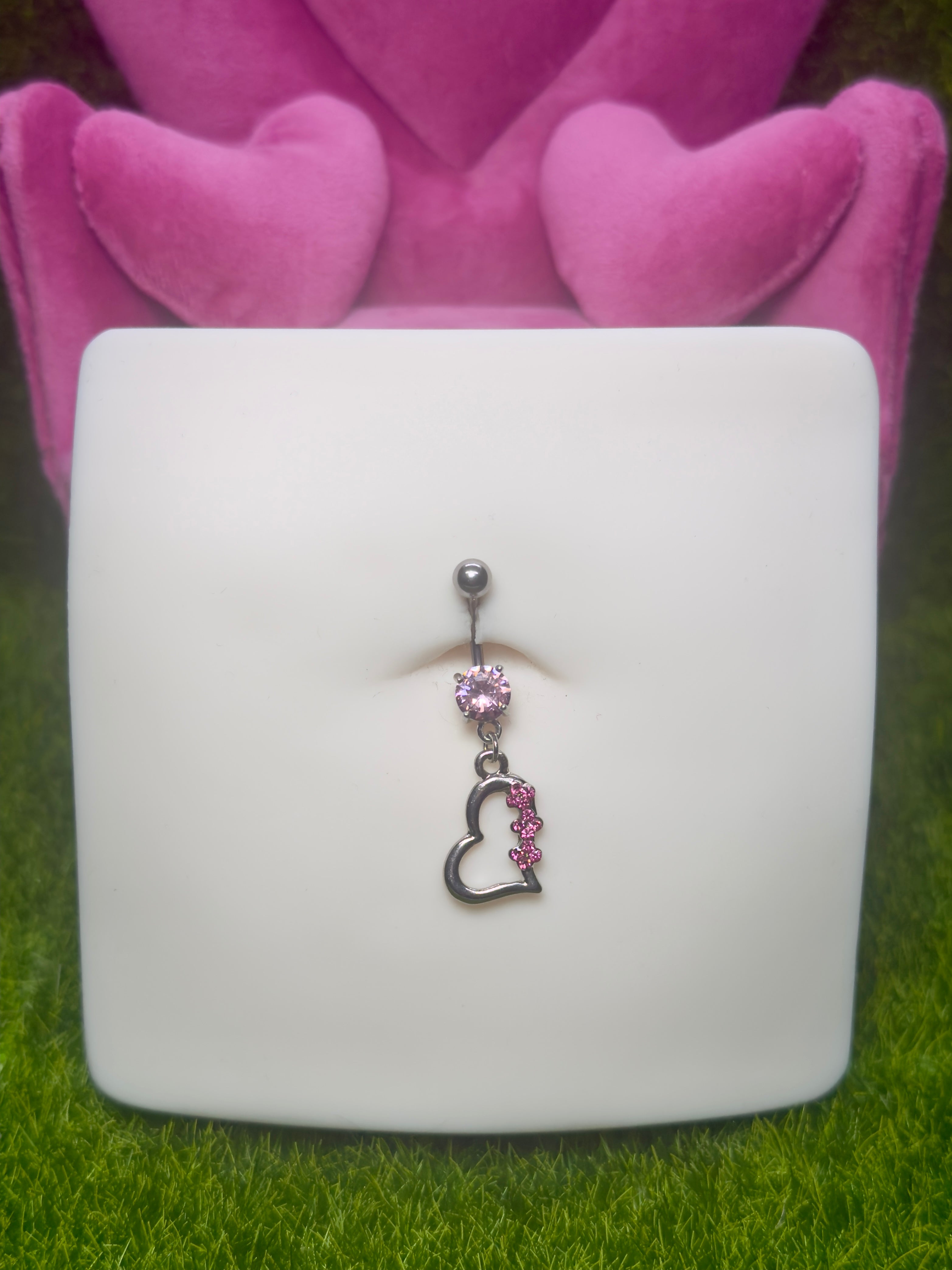 Gem heart belly ring