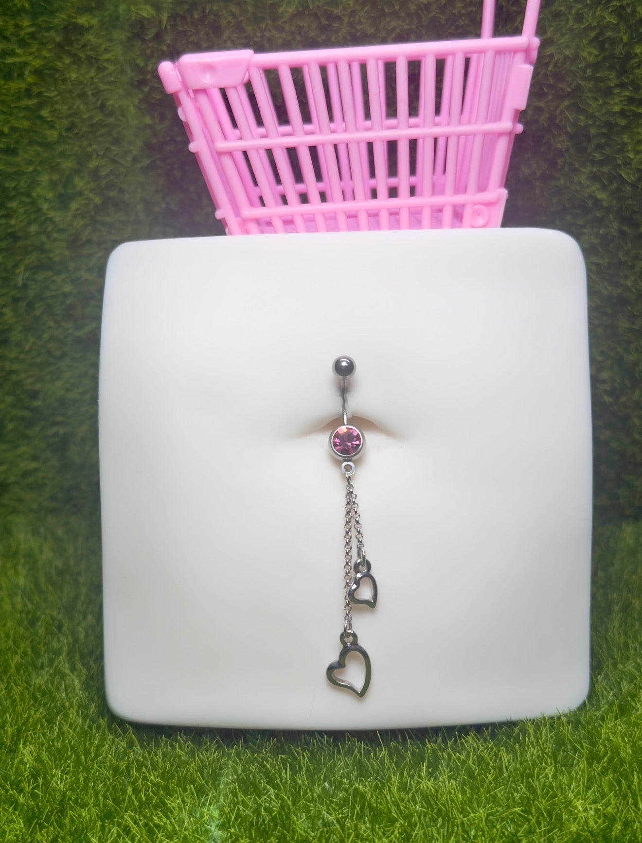 Double heart belly ring