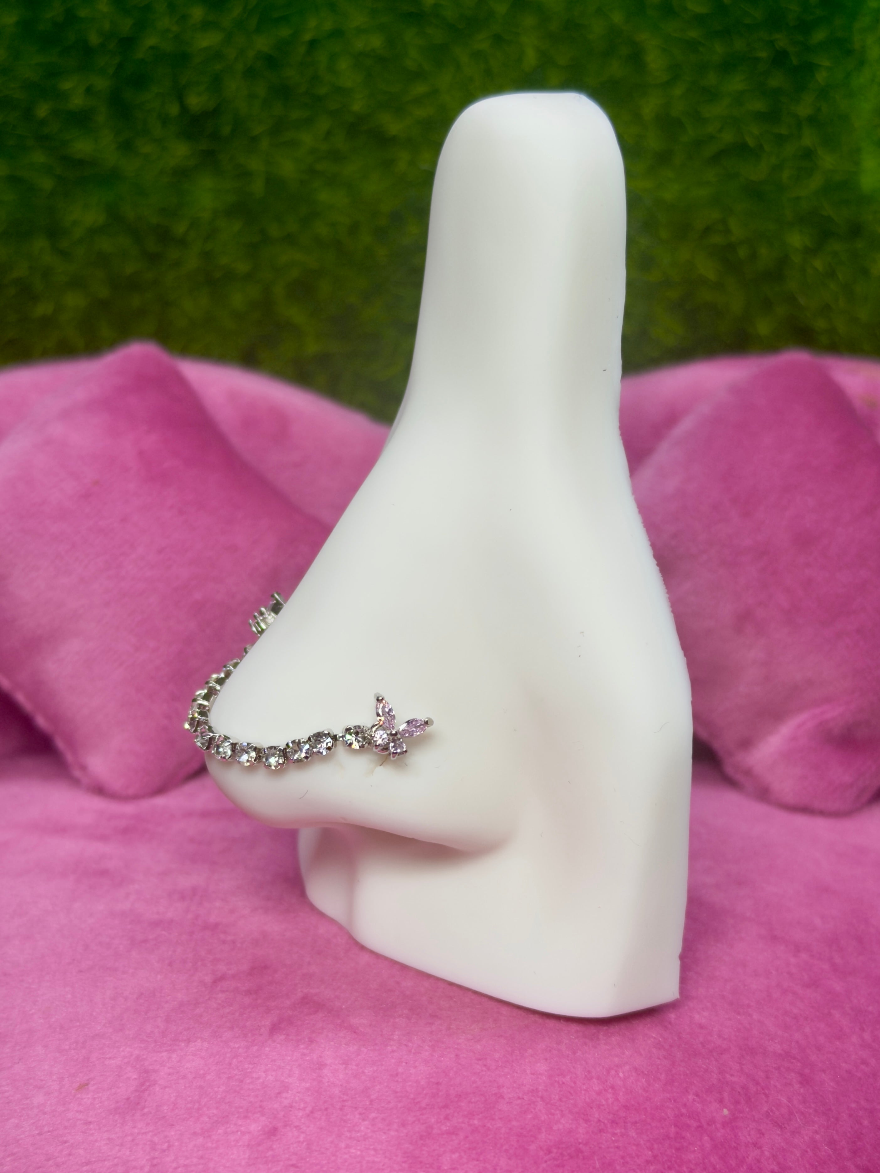 Pink Butterfly chain nose ring
