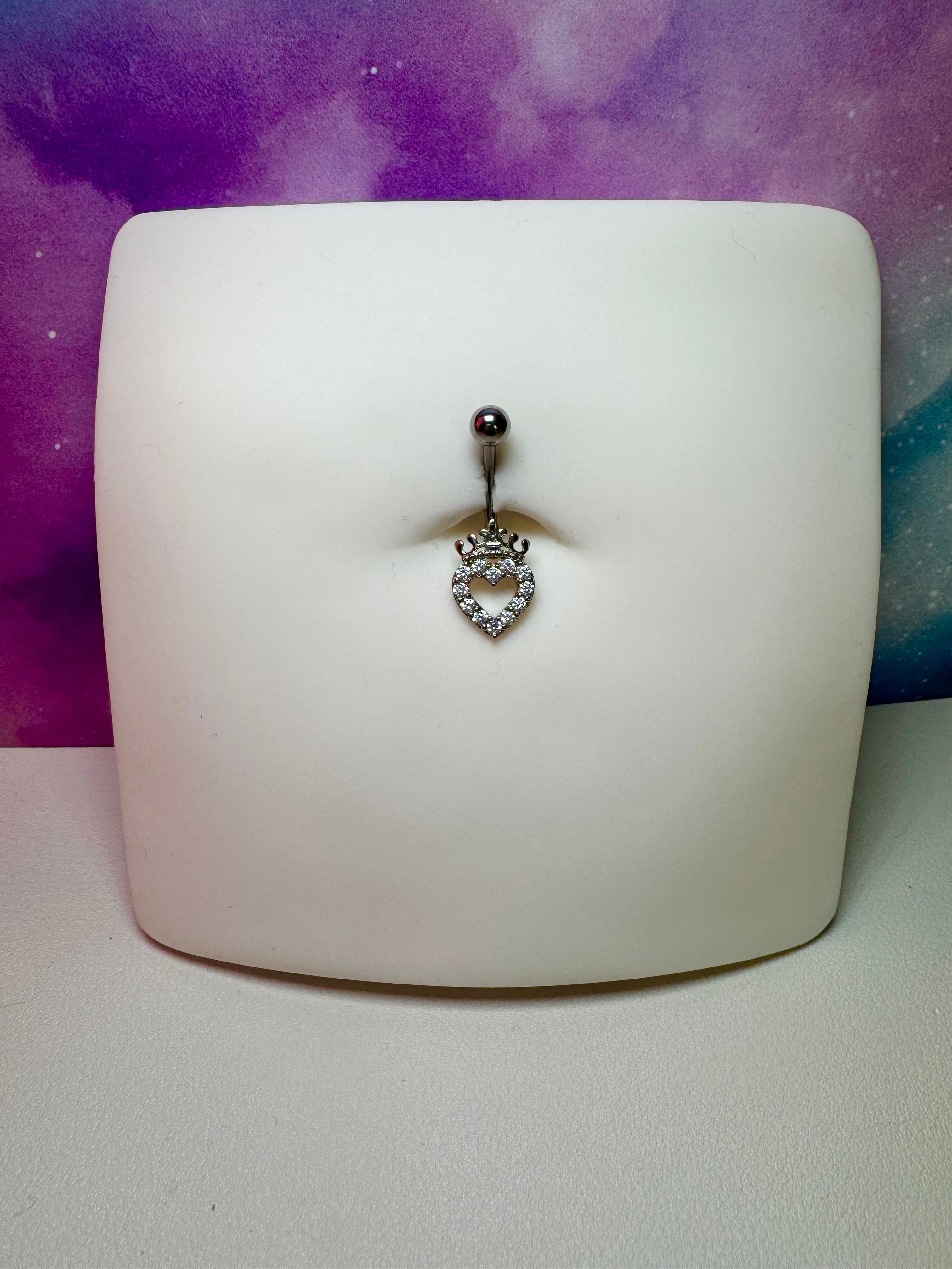 Princess heart belly ring