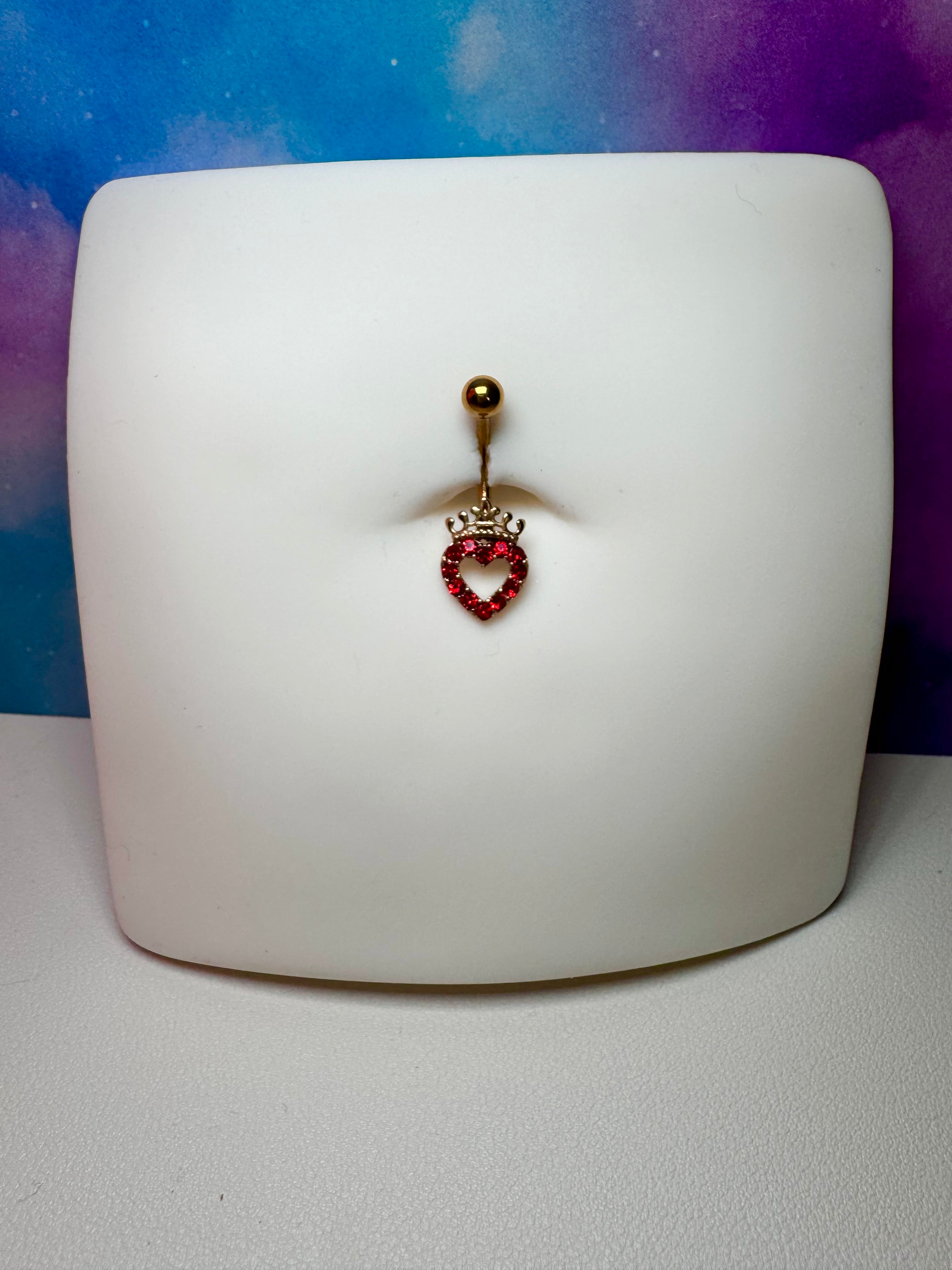 Princess heart belly ring