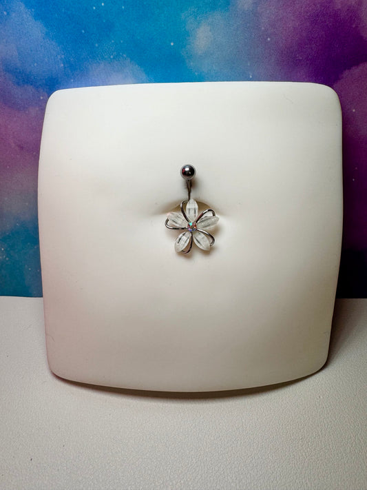 Bloom flower belly ring