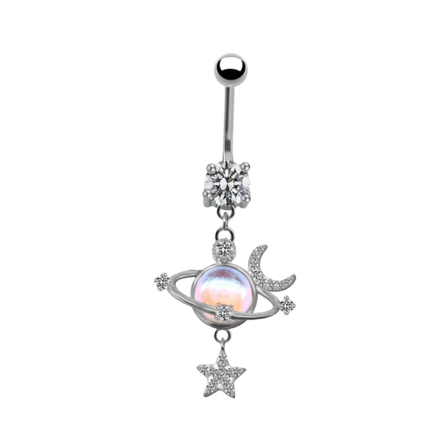 Galaxy planet belly ring