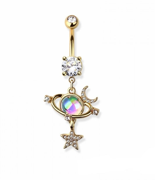 Galaxy planet belly ring