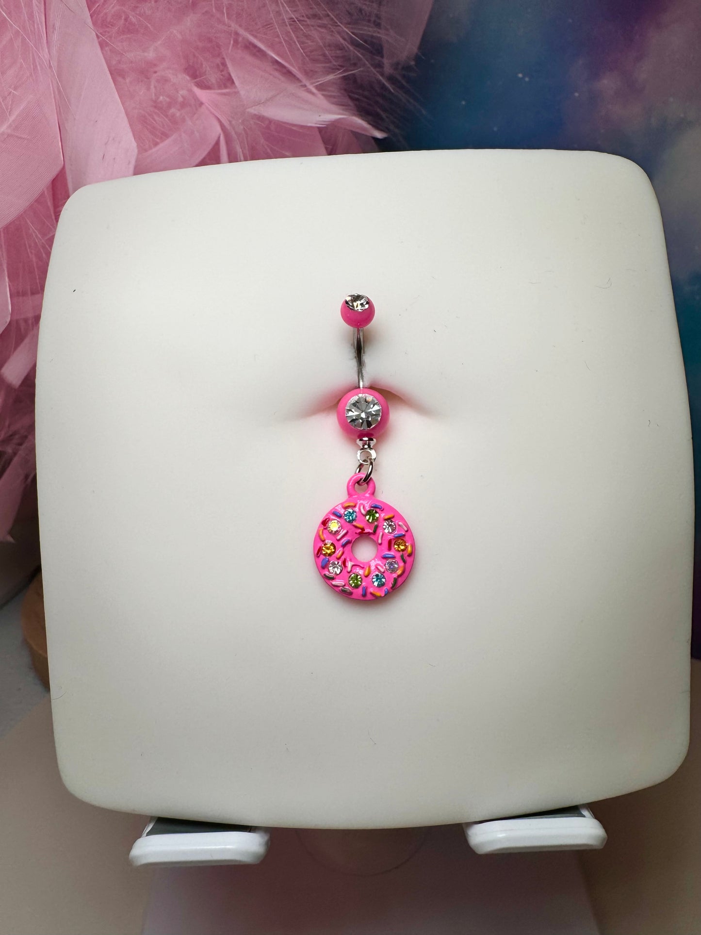 pink donut belly ring