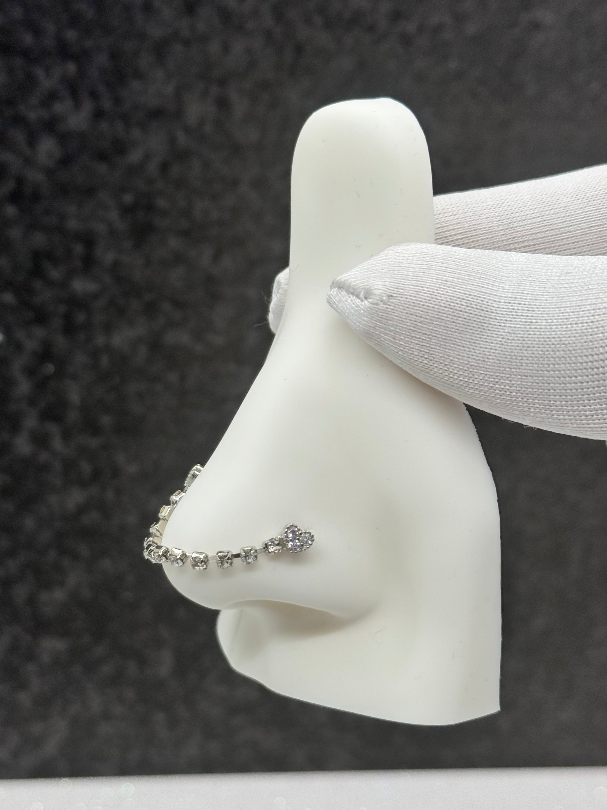 Tiny Heart chain nose ring