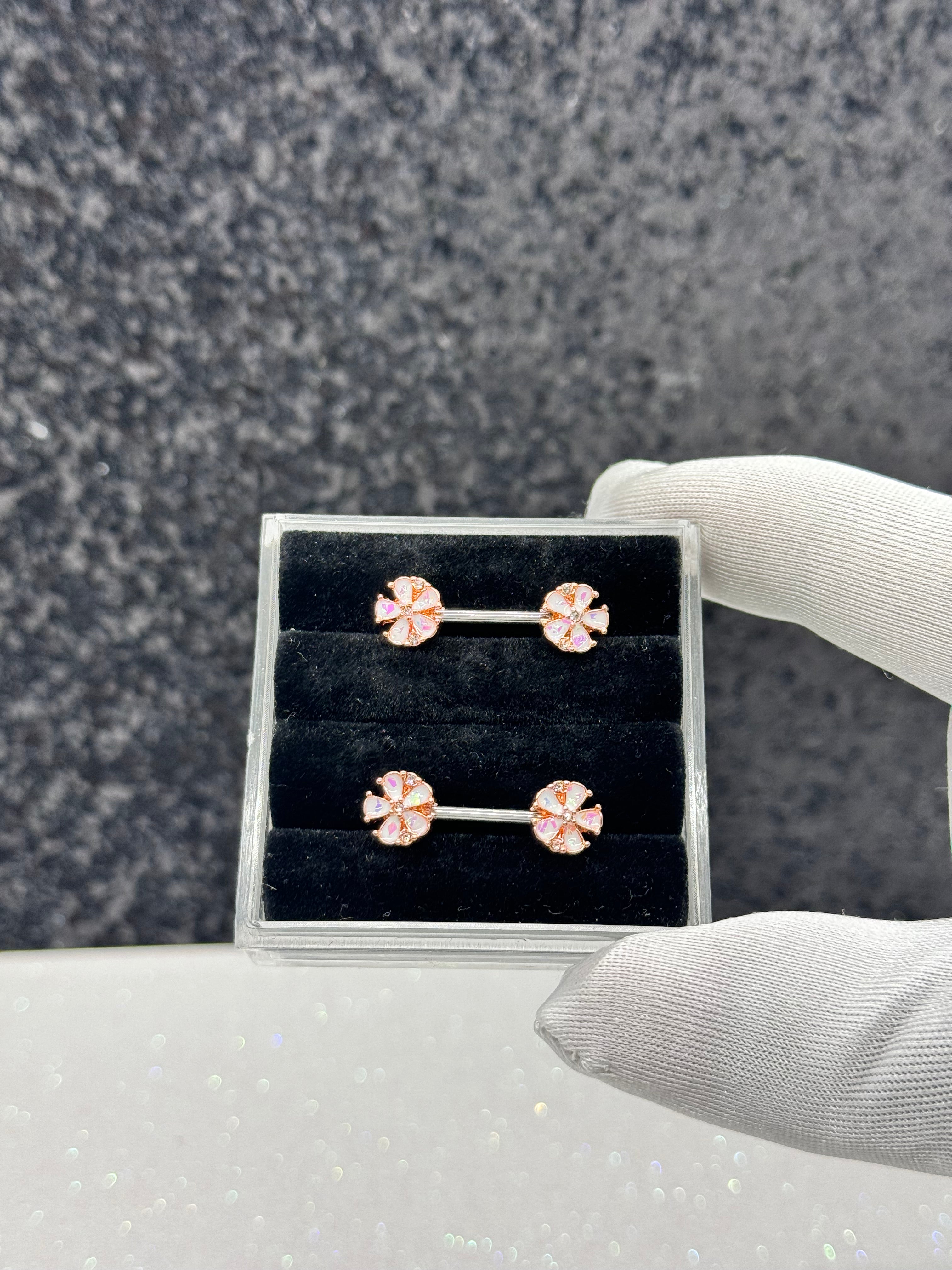 Masami flower nipple rings