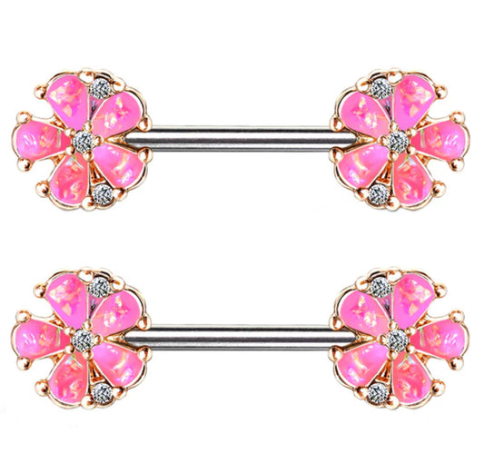 Masami flower nipple rings